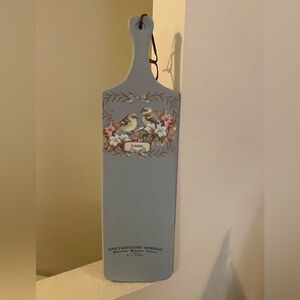 Decorative Light Blue Wooden Painted Bread Board with added Bird Transfer.NWOT.